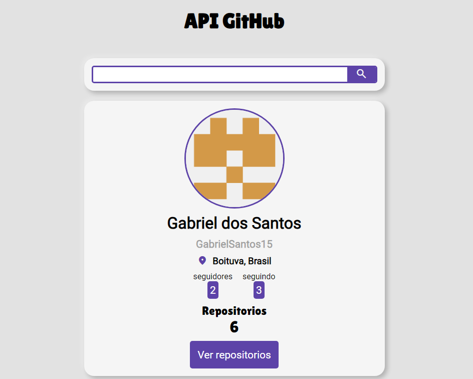 foto do projeto Github Api
